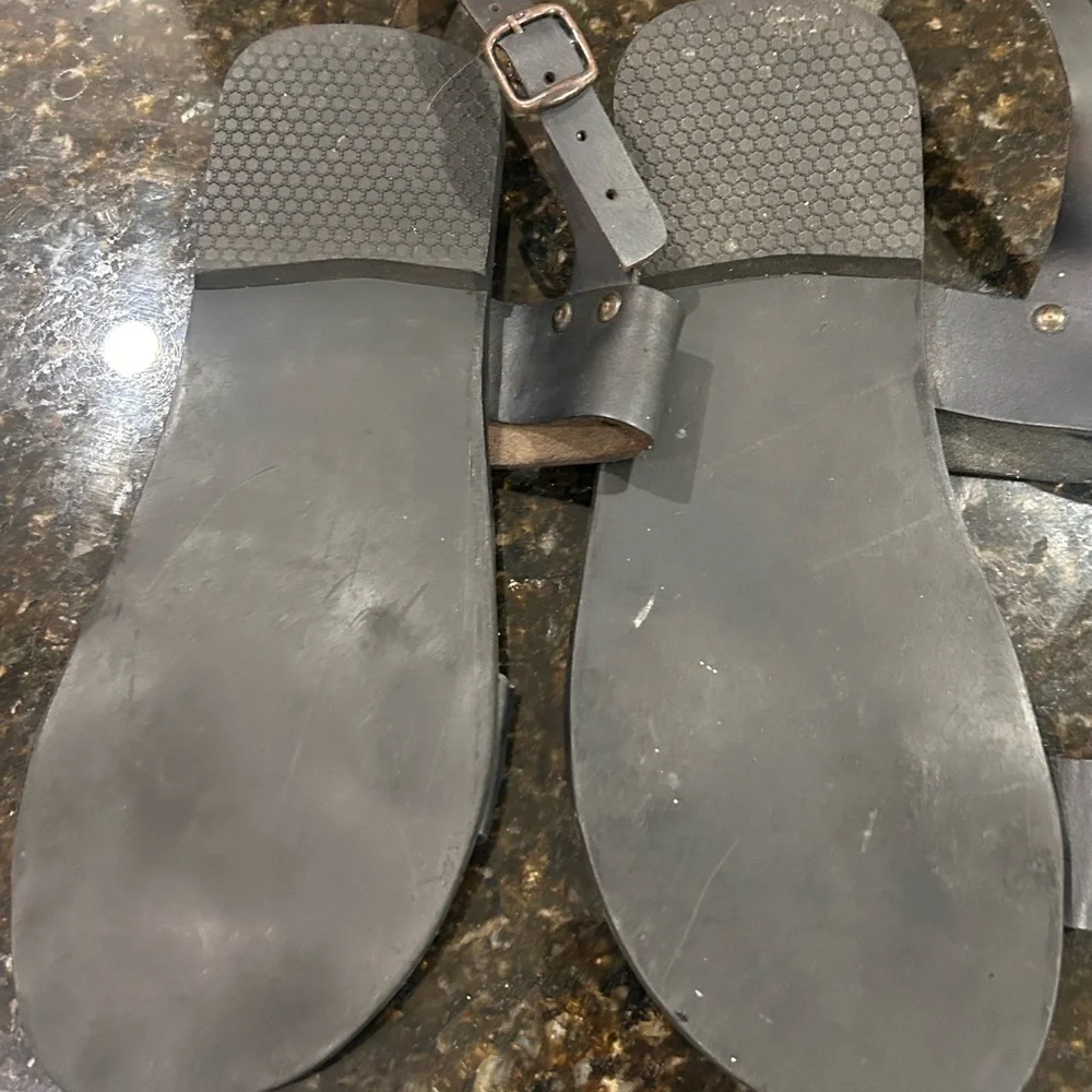 Ralph Lauren POLO Black Leather Sandals SIZE 42